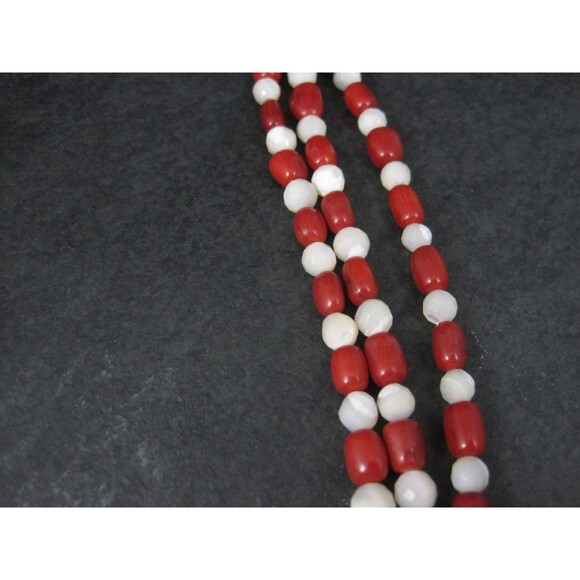 Vintage Coral Mother of Pearl 3 Strand Necklace Desert Rose Trading - Picture 5 of 7